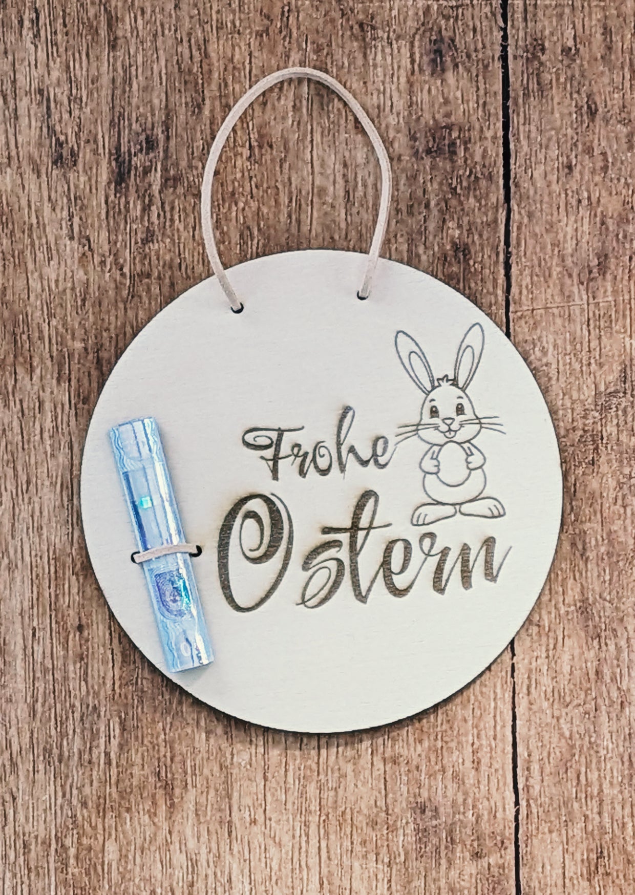 Gruß-Schild aus Holz - "Frohe Ostern"