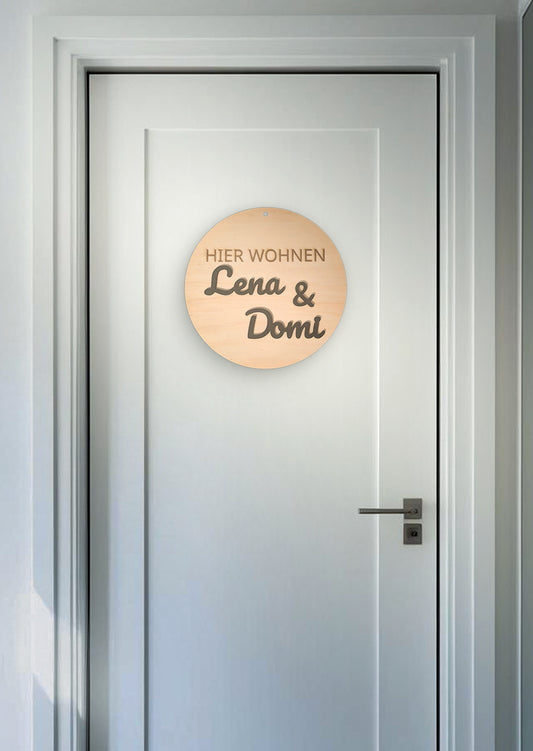 Türschild "Hier wohnen", Wohnung, Indoor, personalisiert