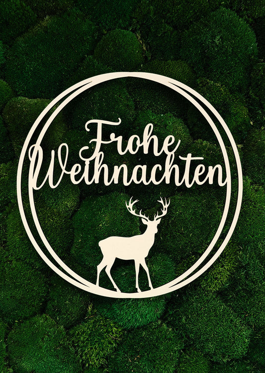 Türkranz, Hoop, Schriftzug "Frohe Weihnachten", mit Hirsch