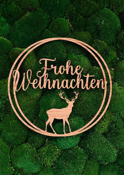 Türkranz, Hoop, Schriftzug "Frohe Weihnachten", mit Hirsch