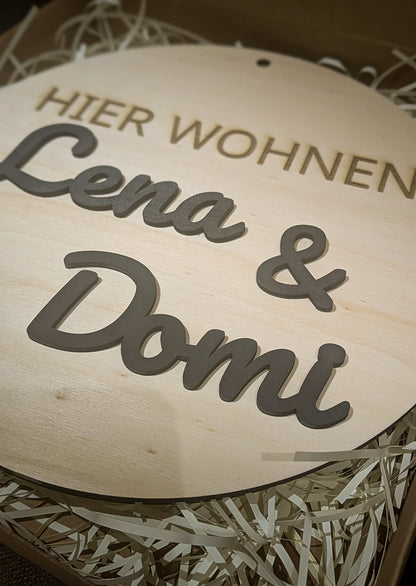 Türschild "Hier wohnen", Wohnung, Indoor, personalisiert